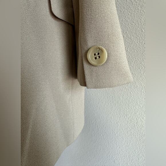 Vintage 90s Double-Breasted Blazer Oversized Longline Beige Power Blazer size 2P - Picture 3 of 7